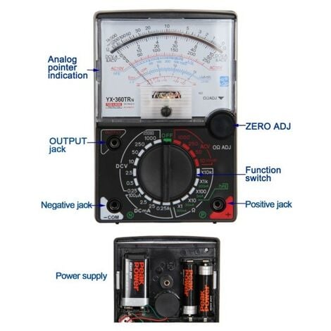 Multimètre analogique convivial voltmètre ampmètre ohmmètre testeur de  batte