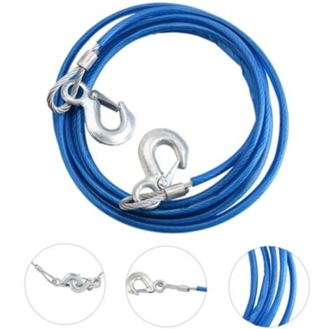 Corde de remorquage de câble de voiture avec des crochets en acier (3 M)