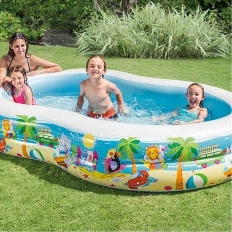 Piscine gonflable Baroni Home pour jardin, piscine rectangulaire hors-sol  pour adultes et enfants, extérieur - 210x140x60 cm, piscine gonflable, BARONI  HOME