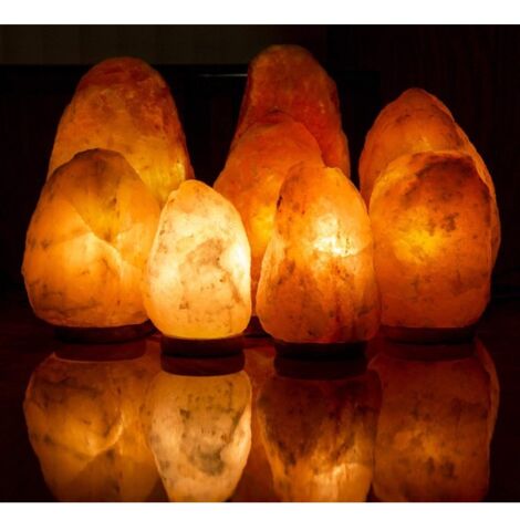 Lampe De Roche De Sel De Cristal De Lhimalaya Cadeau Lampe De Table  Veilleuse Forme Naturelle Avec Ligne De Gradateur De Fond En Bois Du 30 €