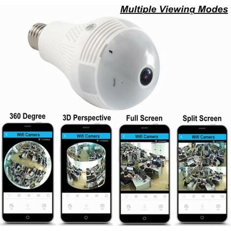 CAMERA IP WIFI AMPOULE LED EYE CAMÉRA CACHÉE SPY E27 PANORAMIQUE 180°