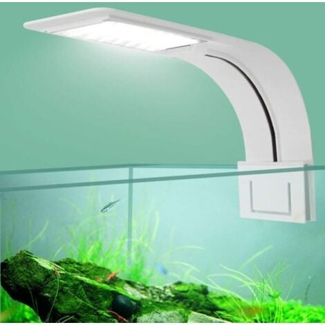 Lampe LED pour aquarium avec support extensible réglable Blanc + Bleu Pour  petit aquarium (25,2 cm, 35 à 39,9 cm réglable)