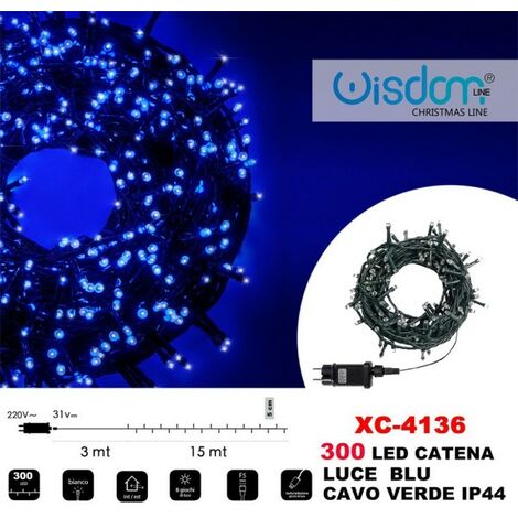Guirlande lumineuse LED bleu IP44 12,5M 8 jeux timer mémoire câble