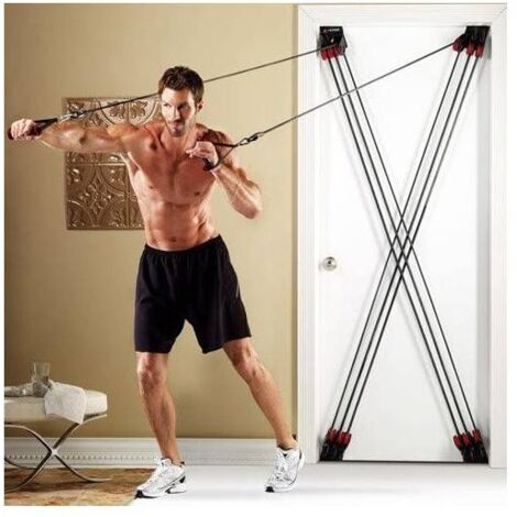 Kit multifonctionnel gym yoga réglable avec bande de résistance portable  corde élastique Fitness Rod yoga exercice rod pilates trainer corde (rose)