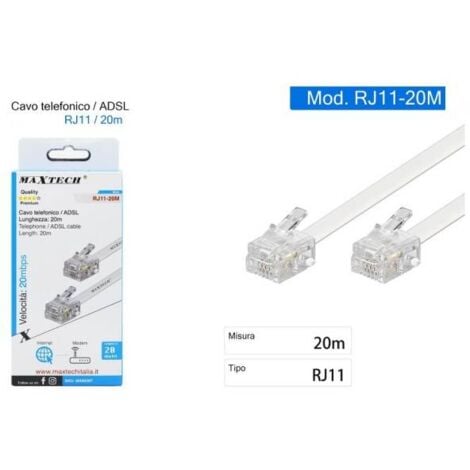 Cable RJ11 Blindé 5M ADSL Modem Téléphone