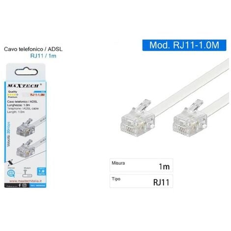 ADSL TELEPHONE CABLE RJ11 1M INTERNET MODEM TELEPHONE CONNECTION RJ11-1.0M