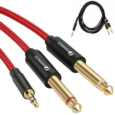 Câble audio auxiliaire double jack mâle , mâle 3.5mm longueur 1m - noir  AUX-1M-BK - Conforama
