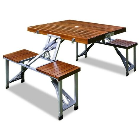 Yescom Table de camping pliante portable en aluminium avec pieds réglables,  table enroulable pour barbecue, pique-nique, jardin, maison