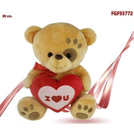 Ourson en peluche 32 cm coeur rouge