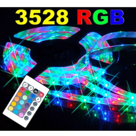 SMD 3528 RGB LED STRIP IP65 5 METRES REEL WITH POWER SUPPLY AND REMOTE  CONTROL
