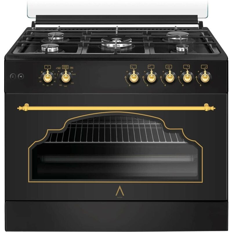 ALPHA Cocina de Gas VULCANO GOLD-90 Rustica. Encendido automático y temporizador en horno. Alta Gama