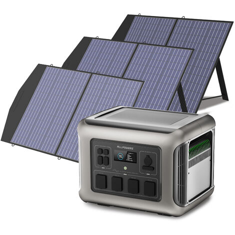 Portable Power Station Solar Generator 2016Wh LiFePO4 with 3Pcs 100W Solar Panel for RV, Home Backup, Emergency, Outdoor Camping Allpowers R2500