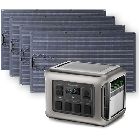 Portable Power Station, Solar Generator 2016Wh LiFePO4 with 4Pcs 200W Flexible Monocrystalline Solar Panel for RV, Home Backup, Emergency, Outdoor Camping Allpowers R2500 (1/5)