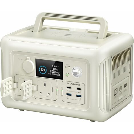 ALLPOWERS R600 Portable Power Station, Recharge from 0-100% in 1 Hour, 299Wh Solar Generator LiFeP04 Battery with 2x 600W (1200W Surge) AC Outlets, Outdoor Generator for Outdoor Camping RV Home Use