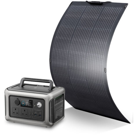 ALLPOWERS R600 600W Portable Power Station, 299Wh LiFeP04 Battery, Solar Generator with 100W Flexible Solar Panel Included for Outdoor Camping Travel Fishing Emergency Power Supply Backup