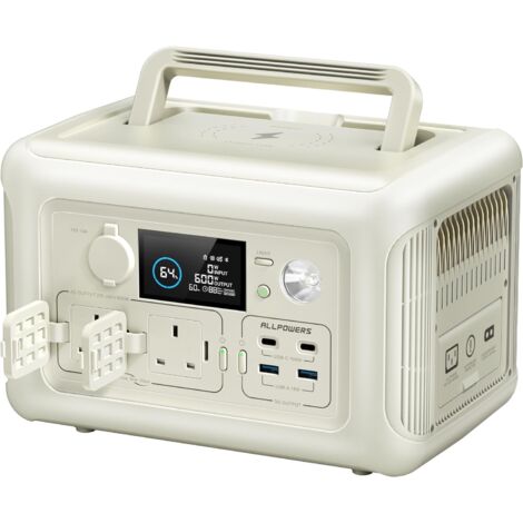 ALLPOWERS R600 600W Portable Power Station, 299Wh LiFeP04 Battery, Solar Generator with 2Pcs 100W Flexible Solar Panel Included for Outdoor Camping Travel Fishing Emergency Power Supply Backup