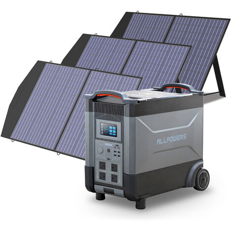 Home Battery Power Station LiFePO4 3600Wh-21600Wh, Voice Control With 3Pcs 100W Solar Panel For Home Backup Outdoor  ALLPOWERS R4000