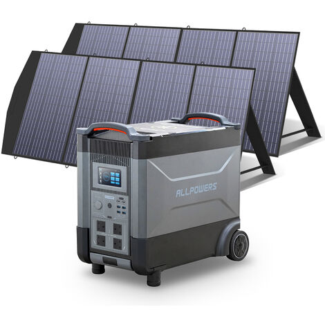 Home Battery Power Station LiFePO4 3600Wh, Voice Control With 2Pcs 200W Solar Panel For Home Backup Outdoor ALLPOWERS R4000