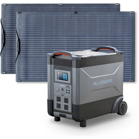 Home Battery Power Station LiFePO4 3600Wh, Voice Control With 2Pcs 100W Flexible Monocrystalline Solar Panel For Home Backup Outdoor  ALLPOWERS R4000