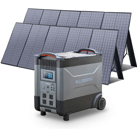 Home Battery Power Station LiFePO4 3600Wh, Voice Control With 2Pcs 400W Solar Panel For Home Backup Outdoor ALLPOWERS R4000