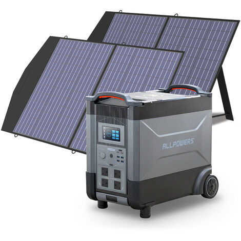 Home Battery Power Station LiFePO4 3600Wh-21600Wh, Voice Control With 2Pcs 100W Solar Panel For Home Backup Outdoor ALLPOWERS R4000