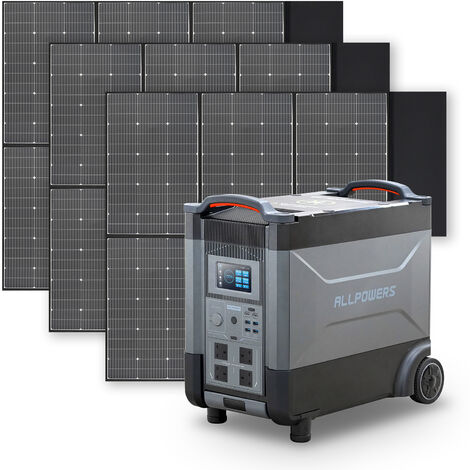 Home Battery Power Station LiFePO4 3600Wh, Voice Control With 3Pcs 600W Solar Panel For Home Backup Outdoor ALLPOWERS R4000