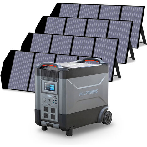 Home Battery Power Station LiFePO4 3600Wh, Voice Control With 4Pcs 140W Solar Panel For Home Backup Outdoor ALLPOWERS R4000