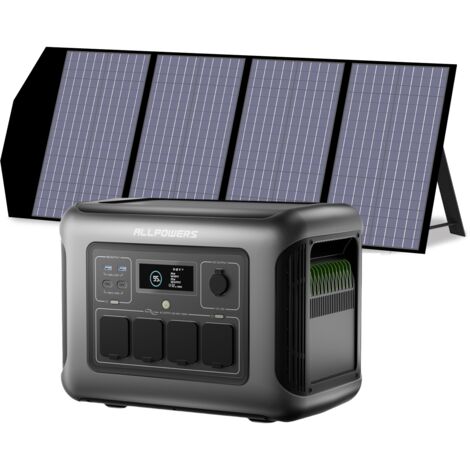 (2025 New) ALLPOWERS R1500 LITE Portable Power Station with 140W Solar Panel, 1056Wh LiFePO4 Battery, 4X 1600W AC Outlets (3200W Max), 15ms UPS, Fast Charge Solar Generator for Outdoor Camping RV