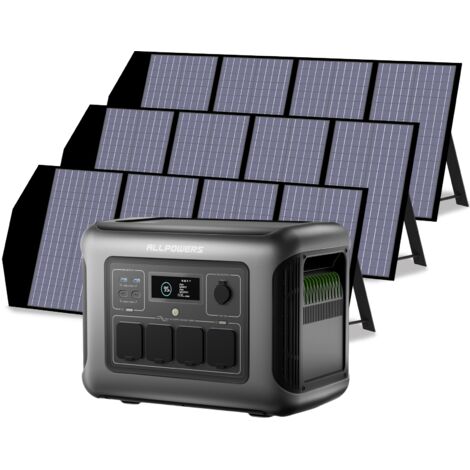 (2025 New) ALLPOWERS R1500 LITE Portable Power Station with 3 x 140W Solar Panels, 1056Wh LiFePO4 Battery, 4X 1600W AC Outlets (3200W Max), 15ms UPS, Fast Charge Solar Generator for Outdoor Camping RV