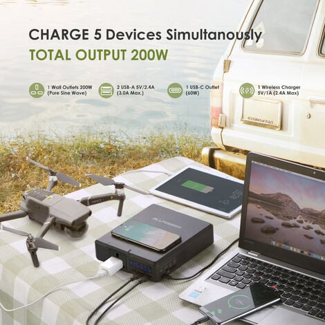 Power Station Solar Generator AC Power Bank 200W 154Wh for Outdoors Camping Travel Emergency Allpowers S200