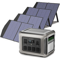 Portable Power Station Solar Generator 2016Wh LiFePO4 with 4Pcs 100W Solar Panel for RV, Home Backup, Emergency, Outdoor Camping Allpowers R2500