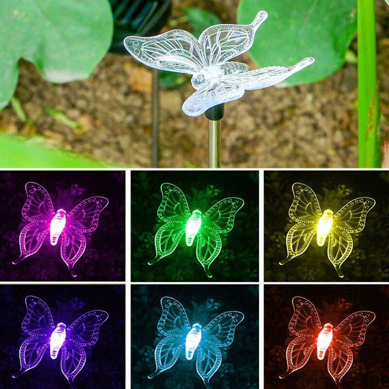 2 Lumières Solaires Extérieur Hortensia Avec Papillon - IP65 Étanche - Décoration Jardin, Terrasse, Fête - 7