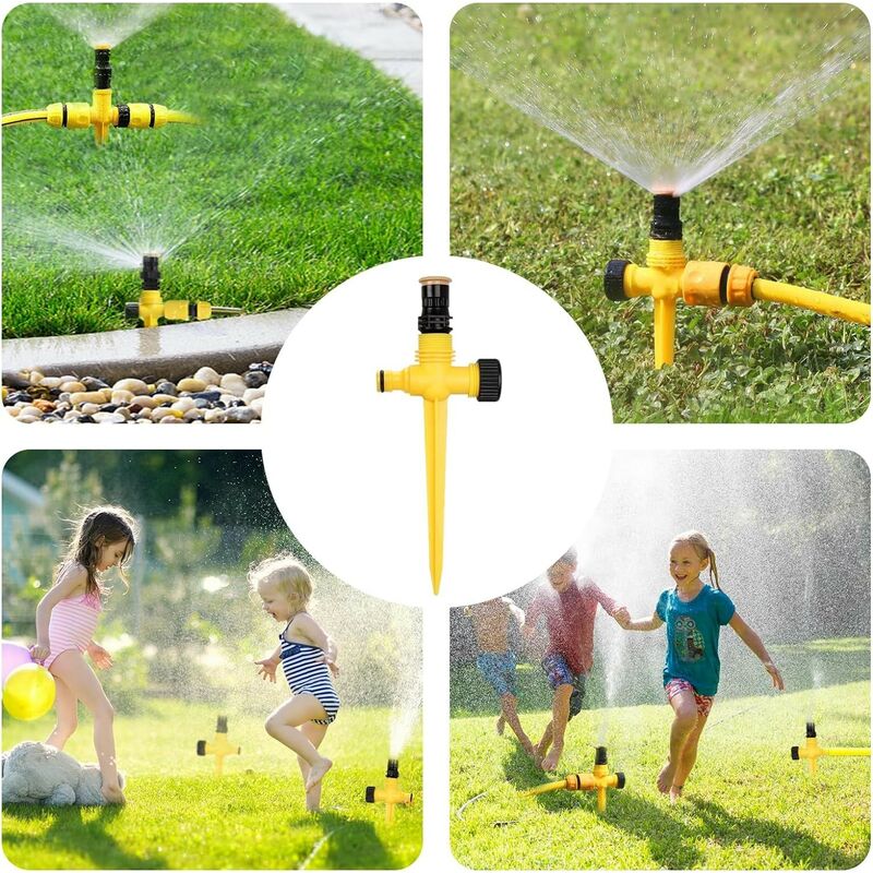 4 Arroseurs De Jardin Rotatifs 360° - Réglables 90/180/360°, Portée Jusqu'à 10 M - Pour Pelouse, Potager, Jeu Enfants - 4