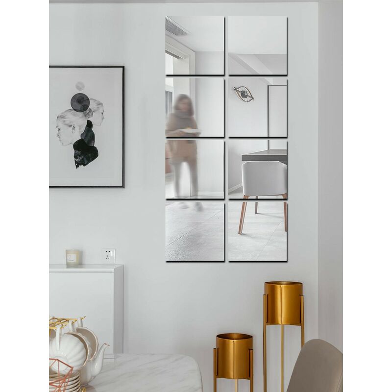 Miroirs Muraux Autocollants DRERIO - Lot De 2 Ronds 24cm Sans Cadre - Adhésifs Et Faciles à Nettoyer