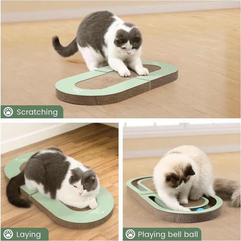 Griffoir Pliable Pour Chat Avec Balle à Grelots - Jouet Interactif Et Grattoir Transformable Pour L'intérieur