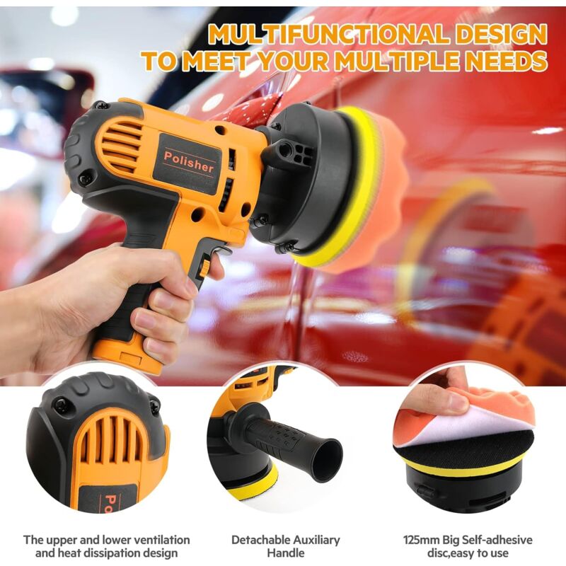 Polisseuse Voiture Sans Fil Haute Vitesse – 2 Modes, 20000 Tr/min, 2 Batteries 2000 MAh, Pour Carrosserie, Vitres, Bateaux