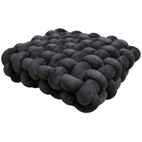 Coussin de sol- Coussin épaissi- Coussin tissé, 40x40cm- Gris foncé (1/4)