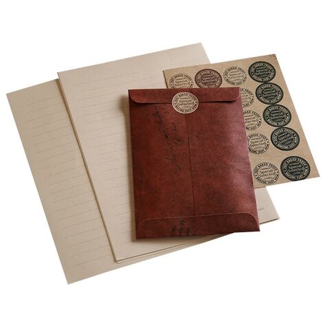 Enveloppes- 5 enveloppes peintes au feu + 16 feuilles de papier + autocollants (1/5)