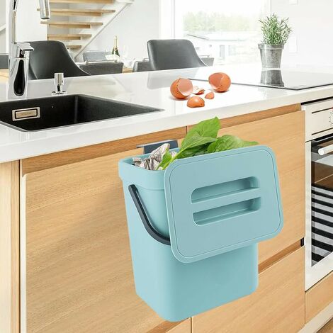 Petite poubelle à compost d'intérieur avec couvercle pour cuisine et plan  de travail 5 litres Vert A : : Cuisine et Maison