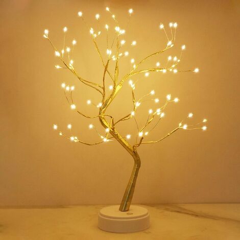 Arbre Lumineux LED, Arbre Lumineux Blanc Chaud, Lampe Arbre Lumineux Branches Réglables, 108 LED, pour la Décoration de Fête de Mariage, Alimentation par USB/Batterie