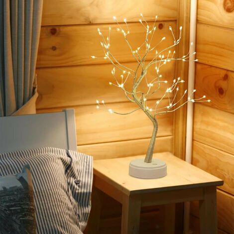 Arbre Lumineux LED, Arbre Lumineux Blanc Chaud, Lampe Arbre Lumineux Branches Réglables, 108 LED, pour la Décoration de Fête de Mariage, Alimentation par USB/Batterie