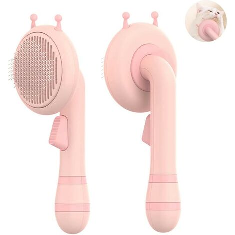 Brosse Chiens Chats- Autonettoyante pour Poils Adapté pour les Chiens Chats Cheveux Courts et Longs (Rose) (1/4)