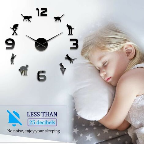 Horloge Murale Moderne DIY – 40 Cm, Miroir 3D, Mouvement Silencieux, Décoration Salon, Chambre, Bureau - 8