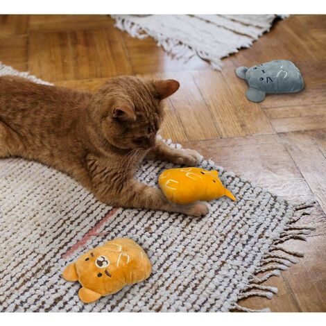 Jouet Pour Chat En Peluche Avec Clochette Et Herbe à Chat - Motif Poils Longs - Stimulation Interactive