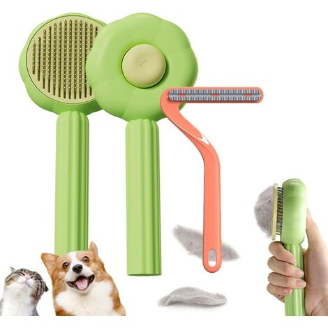 Brosse pour chat,Brosse à poils d'animaux domestiques,Retrait facile des poils lâches et emmêlés (Green) (1/5)