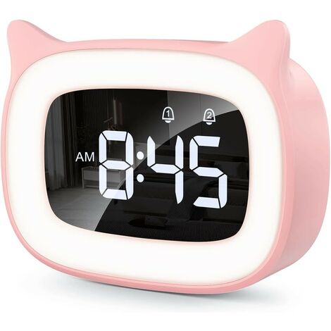 Réveil Enfant Educatif LED, LED Veilleuses Pendules, 5 Couleurs,18 Types de Musique, 2 Alarmes (1/5)