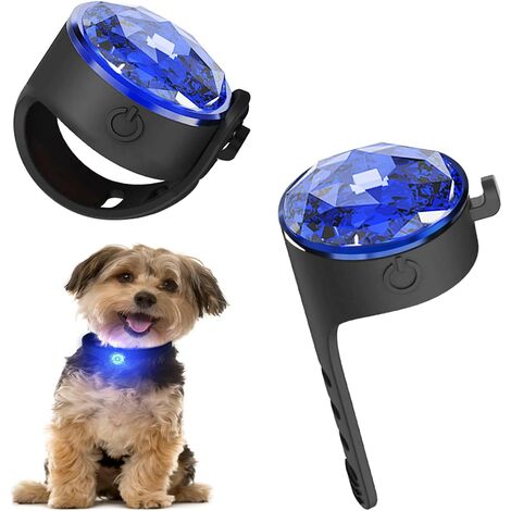 2-Paquet Lumiere Chien Rechargeable, 3 Modes Lumiere pour chienavec 100% Étanche Silicone. (Bleu) (1/5)