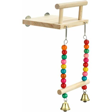 Jouet pour oiseau, Forme de Perroquet en Bois, Table de Sport avec balançoire de Pont Suspendu (1/5)