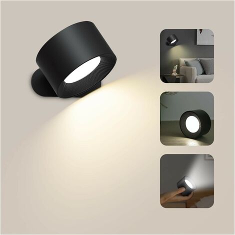 Applique murale, avec Port de Charge USB Contrôle Tactile, 3 Niveaux de Luminosité 3 Températures Rotatifs 360° Lampe (1/5)