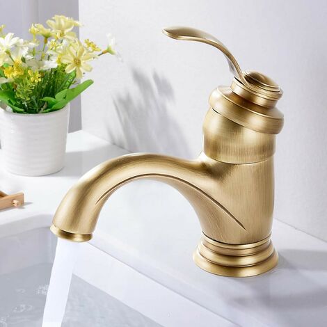 Mitigeur de lavabo, Laiton, Chaude et Froide Réglable, Moderne Robinet (1/4)